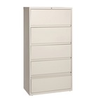 Lorell Receding Lateral File with Roll Out Shelves - 5-Drawer - 36" x 18.6" x 68.8" - 5 x Drawer(s) for File - A4, Legal, Letter - Ball-bearing Suspension, Recessed Handle, Leveling Glide, Heavy Duty, Interlocking - Recycled