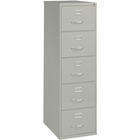 Lorell Commercial Grade Vertical File Cabinet - 5-Drawer - 18" x 26.5" x 61" - 5 x Drawer(s) for File - Legal - Vertical - Security Lock, Heavy Duty, Ball-bearing Suspension - Light Gray - Steel - Recycled