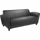 Lorell Reception Collection Black Leather Sofa - 75" (1905 mm) x 34.50" (876.30 mm) x 31.25" (793.75 mm) - Leather Black Seat