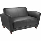 Lorell Reception Seating Collection Leather Loveseat - 55" (1397 mm) x 34.50" (876.30 mm) x 31.25" (793.75 mm) - Leather Black Seat