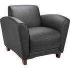 Lorell Accession Collection Leather Club Chair - Black Leather Seat - Black Leather Back - Four-legged Base - 1 Each