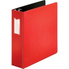 Business Source Slanted D-ring Binders - 3" Binder Capacity - 3 x D-Ring Fastener(s) - 2 Internal Pocket(s) - Chipboard, Polypropylene - Red - PVC-free, Non-stick, Spine Label, Gap-free Ring, Non-glare, Heavy Duty, Open and Closed Triggers - 1 / Each