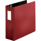 Business Source Slanted D-ring Binders - 4" Binder Capacity - 3 x D-Ring Fastener(s) - 2 Internal Pocket(s) - Chipboard, Polypropylene - Burgundy - PVC-free, Non-stick, Label Holder, Gap-free Ring, Non-glare, Heavy Duty, Open and Closed Triggers, Durable - 1 Each