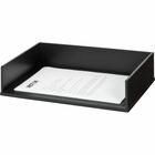 Victor Wood Stacking Letter Tray - Desktop - Stackable, Durable, Rubber Feet, Sturdy - Black - Wood, Faux Leather - 1 Each