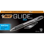 BIC Glide Bold Ball Pen - Bold Pen Point - 1.6 mm Pen Point Size - Conical Pen Point Style - Refillable - Retractable - Black - Black Barrel - 1 / Dozen