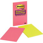 Post-it® Super Sticky Note - 90 x Assorted - 5" x 8" - Rectangle - Ruled - Assorted - Self-adhesive - 2 / Pack