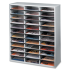 Fellowes Litrature Organizer - 36 Compartment, Letter, Dove Gray - 36 Compartment(s) - Compartment Size 2.50" (63.50 mm) x 9" (228.60 mm) x 11.63" (295.27 mm) - 34.7" Height x 29" Width x 11.9" Depth - Dove Gray - Wood - 1Each