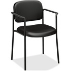 HON Scatter Chair - Black Bonded Leather Seat - Black Bonded Leather Back - Black Steel Frame - Black - Armrest - 1 Each