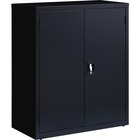 Lorell Fortress Series Storage Cabinets - 18" x 36" x 42" - 3 x Shelf(ves) - Recessed Locking Handle, Hinged Door, Durable - Black - Powder Coated - Steel - Recycled