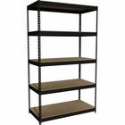 Lorell Riveted Steel Shelving - 5 Compartment(s) - 84" Height x 48" Width x 24" Depth - Heavy Duty, Rust Resistant - 28% Recycled - Black - Steel - 1 Each