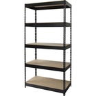 Lorell Riveted Steel Shelving - 5 Compartment(s) - 72" Height x 36" Width x 16" Depth - Rust Resistant, Heavy Duty - 28% Recycled - Black - Steel - 1 Each