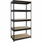 Lorell Riveted Steel Shelving - 5 Compartment(s) - 72" Height x 36" Width x 18" Depth - Heavy Duty, Rust Resistant - 28% Recycled - Black - Steel - 1 Each