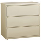 Lorell 3-Drawer Putty Lateral Files - 42" x 18.6" x 40.3" - 3 x Drawer(s) for File - Letter, Legal, A4 - Lateral - Locking Drawer, Magnetic Label Holder, Ball-bearing Suspension, Leveling Glide - Putty - Steel - Recycled