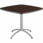 Iceberg CafeWorks 36" Square Cafe Table - Melamine Square Top - Powder Coated Base x 1.1" Table Top Thickness - 30" Height x 36" Width x 36" Depth - Assembly Required - Walnut