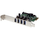 StarTech.com 4 Port PCI Express PCIe SuperSpeed USB 3.0 Controller Card Adapter with UASP - SATA Power - Add 4 external USB 3.0 ports to a low profile or standard computer, through PCI Express - 4 Port PCI Express SuperSpeed USB 3.0 Controller Card Adapte