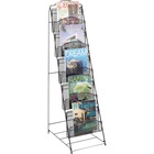 Safco Black Onyx Mesh Literature Floor Rack - 5 Pocket(s) - 6 Compartment(s) - Compartment Size 8.50" (215.90 mm) x 12.25" (311.15 mm) x 2.25" (57.15 mm) - 46" Height x 18.5" Width x 12.5" Depth - Floor - Black - Steel - 1Each
