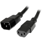 StarTech.com 3ft (1m) Heavy Duty Extension Cord, IEC C14 to IEC C13 Black Extension Cord, 15A 125V, 14AWG, Heavy Gauge Power Cable - 3ft (0.9m) Heavy duty extension cord w/ IEC 60320 C14 to C13 connectors; 125V at 15A (Max); UL listed (UL62/UL817); AC Power Cord w/ molded connectors; Fire Rating VW-1; 3 Conductor; 14AWG; Jacket Rating SJT; Jacket Material PVC; Outer Dia. 0.36in