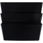 Storex Wall Pocket - 7" Height x 13" Width x 4" Depth - Unbreakable, Shatter Proof - 100% Recycled - Black - Polycarbonate - 3 / Pack