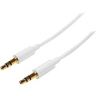 StarTech.com 1m White Slim 3.5mm Stereo Audio Cable - Male to Male - 3.3 ft Mini-phone Audio Cable for Audio Device, iPod, iPhone, iPad - First End: 1 x Mini-phone Stereo Audio - Male - Second End: 1 x Mini-phone Stereo Audio - Male - White - 1