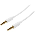 StarTech.com 2m White Slim 3.5mm Stereo Audio Cable - Male to Male - Listen to your iPod® / MP3 player on your car or home stereo - Male to Male 3.5mm Cable - 3.5mm Audio Cable - 2m Aux Stereo Cable - Stereo Mini Jack Cable - Male to Male Headphone Cable - 2x 3.5mm Mini Jack (M) White - 2 meter