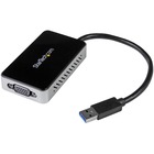 StarTech.com USB 3.0 to VGA External Video Card Multi Monitor Adapter with 1-Port USB Hub - 1920x1200 - 1 Pack - 1 x Type A Male USB - 1 x HD-15 Female VGA, 1 x Type A Female USB - 1920 x 1200 Supported - Black - TAA Compliant
