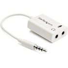 StarTech.com 3.5mm 4 Position to 2x 3 Position 3.5mm Headset Splitter Adapter M/F - White - Turns a 3.5mm combo headphone/microphone port into two distinct ports - Headphone Mic Splitter - iPhone Headset Splitter - 3.5m Headset Splitter - 4 Pin 3.5mm Splitter - 4 Pole 3.5mm Splitter - 6 inches, White