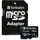 Verbatim 64GB Premium microSDXC Memory Card with Adapter, UHS-I V10 U1 Class 10 - 70 MB/s Read - Lifetime Warranty