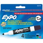 Expo Low Odor Markers - Bullet Marker Point Style - Black, Blue, Red, Green - 4 / Set