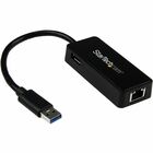 StarTech.com USB 3.0 to Gigabit Ethernet Adapter NIC w/ USB Port - Black - Add a Gigabit Ethernet port and a USB 3.0 pass-through port to your laptop through a single USB 3.0 port - USB 3.0 to Gigabit Ethernet Adapter w/ USB Port (Black) - An ideal laptop