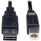 Tripp Lite Universal Reversible USB 2.0 A-Male to B-Male Device Cable - 6ft - 6 ft USB Data Transfer Cable - First End: 1 x 4-pin USB 2.0 Type A - Male - Second End: 1 x 4-pin USB 2.0 Type B - Male - Shielding - Nickel Plated Connector - Gold Plated Contact - Black