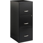 Lorell SOHO 18" 3-Drawer Vertical File - 14.3" x 18" x 35.5" - 3 x Drawer(s) - Letter - Locking Drawer, Glide Suspension, Pull Handle - Black, Chrome - Baked Enamel - Steel - Recycled - Assembly Required