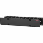 APC by Schneider Electric Horizontal Cable Manager, 2U x 4" Deep, Single-Sided with Cover - Cable Manager - Black - 2U Rack Height - 19" Panel Width - TAA Compliant