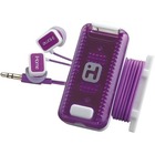 iHome Fitness Earbuds with Clip-on LED Safety Flasher + Cordwrap - Stereo - White, Purple - Mini-phone (3.5mm) - Wired - Earbud, Over-the-ear - Binaural - In-ear - 4 ft Cable