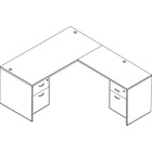 OSP Furniture L-Shape - 66" x 72" - Double Pedestal - Tri-groove Reeded Edge - Material: Polyvinyl Chloride (PVC) - Finish: Urban Walnut, Laminate