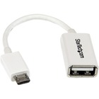 StarTech.com 5in White Micro USB to USB OTG Host Adapter M/F - Connect your USB On-The-Go capable tablet computer or Smartphone to USB 2.0 devices (thumb drives / USB mouse or keyboard / etc.) - Micro USB OTG Adapter - White Micro USB Host OTG Cable - USB OTG Adapter - 5in Micro USB Male to USB Female Cable - 5in