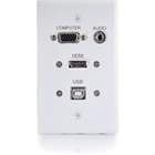 C2G RapidRun Optical HDMI + VGA + 3.5mm + USB Wall Plate White - 1-gang - White - 1 x HDMI Port(s) - 1 x Mini-phone Port(s) - 1 x VGA Port(s)