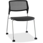Lorell Stackable Guest Chairs - Black Seat - Black Back - Powder Coated Metal Frame - Four-legged Base - 22.3" Width x 23.5" Depth x 32.5" Height - 2 / Carton
