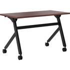 HON Multipurpose Table - Flip Base - Chestnut, Laminated Top - 48" Table Top Width x 24" Table Top Depth x 1" Table Top Thickness - 29.5" Height - Chestnut - Steel