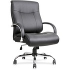 Lorell Leather Deluxe Big/Tall Chair - Black Bonded Leather Seat - Black Bonded Leather Back - 5-star Base - Black - 1 Each