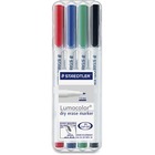 Lumocolor Dry-erase Marker Set - 1 mm Marker Point Size - Red, Blue, Green, Black Alcohol Based Ink - 4 / Set