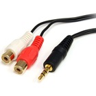 StarTech.com RCA Audio Cable - 6ft - 1 x 3.5mm, 2 x RCA - Audio Cable External - Black - Mini-phone Male - RCA Female - 6ft - Black