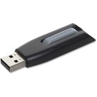Verbatim 256GB Store 'n' Go V3 USB 3.0 Flash Drive - Gray - 256 GB - USB 3.0 - 120 MB/s Read Speed - 25 MB/s Write Speed - Gray - Lifetime Warranty - 1 Each - TAA Compliant