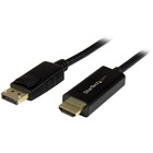 StarTech.com 3ft (1m) DisplayPort to HDMI Cable, 4K 30Hz Video, DP 1.2 to HDMI Adapter Cable Converter for HDMI Monitor/Display, Passive - 3.3ft/1m Passive DisplayPort to HDMI cable converter - 4K 30Hz/1080p/7.1 Audio/HDCP 1.4/DPCP; DP 1.2 to HDMI 1.4 - Connects DP computer to HDMI display/monitor - Supports DP++ source - Video adapter cable prevent signal loss - Latching DP connector