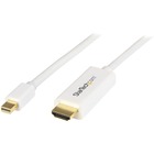 StarTech.com Mini DisplayPort to HDMI Converter Cable - 3 ft (1m) - 4K - White - Eliminate clutter by connecting your PC directly to an HDMI display using this short 3ft cable - Mini DisplayPort to HDMI converter - DisplayPort to HDMI cable - mDP to HDMI - Mini DisplayPort to HDMI adapter - 4K mDP to HDMI converter cable - 4K
