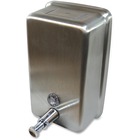 Genuine Joe Stainless Vertical Soap Dispenser - Manual - 1.18 L Capacity - Tamper Proof, Theft Proof, Refillable - Stainless Steel - 1Each