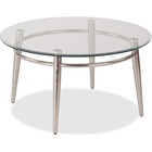WorkSmart Brooklyn MG1230R-NB Coffee Table - Clear Round Top - Four Leg Base - 4 Legs x 30" Table Top Width x 30" Table Top Depth - 16" Height - Assembly Required - Brushed Nickel