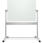 Quartet Infinity Magnetic Glass Easel, 4 Caster, 4' x 3' - 48" (4 ft) Width x 36" (3 ft) Height - White Tempered Glass Surface - Rectangle - Floor Standing - 1 Each