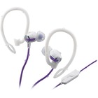 iHome iB21 Earphones - Stereo - Wired - 32 Ohm - 20 Hz - 20 kHz - Earbud, Over-the-ear - Binaural - In-ear - White, Purple