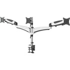 Amer Mounts Hydra3 Clamp Mount for Flat Panel Display, Curved Screen Display - Black, Chrome, White - Adjustable Height - 3 Display(s) Supported - 15" to 28" Screen Support - 24 kg Load Capacity - 100 x 100, 75 x 75 VESA Standard - 1