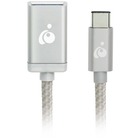 IOGEAR Charge & Sync USB-C to USB Type-A Adapter - Silver - 4" USB Data Transfer Cable for Hard Drive, Flash Drive, Camera, Phone, Tablet, MacBook, Chromebook - First End: 1 x USB 3.0 Type A - Male - Second End: 1 x USB 3.0 Type C - Female - 5 Gbit/s - Si